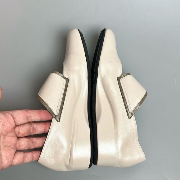 Thierry Rabotin Abra Mary Jane Shoes Leather low Wedge Off White EUR 41 US 10,5 - Picture 6 of 14